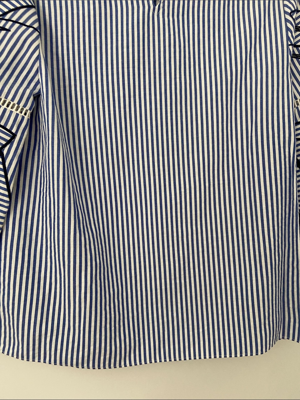 NWOT Tanya Taylor Striped Blue & White Embroidered Sleeve Top - Picture 10 of 11